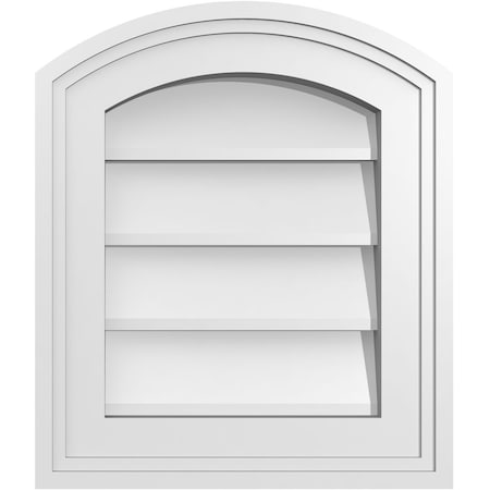 Ekena Millwork Arch Top Surface Mount PVC Gable Vent: Functional, w/ 2"W x 1-1/2"P Brickmould Frame, 12"W x 14"H GVPAR12X1402SF